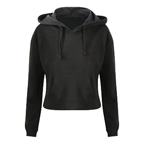 AWDis Just Hoods - Sudadera Corta Modelo Girlie para Mujer (XL) (Negro)