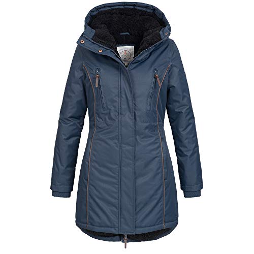 Azuonda Az101 - Abrigo de Invierno para Mujer, Chaqueta de Invierno, Parka con Forro cálido, con Capucha, XS-XXL, 2 Colores Azul Marino M