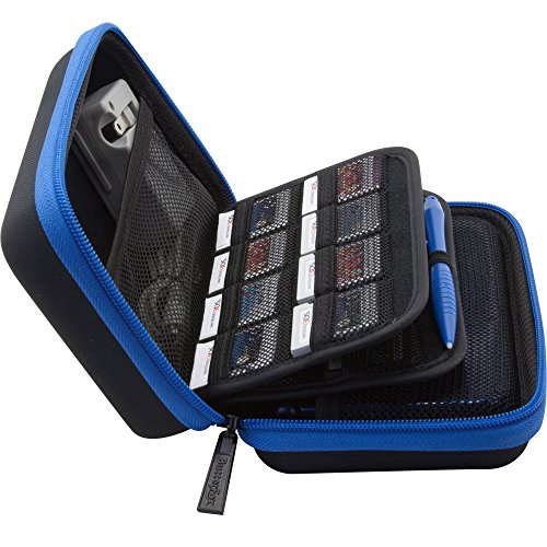 Bendo Nueva 3DS XL / 3DS Caso con 24 soportes de cartuchos de juegos + grande libre de la aguja - Negro / Azul