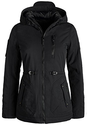 BlendShe Colette Parka De Entretiempo Abrigo Chaqueta para Mujer con Capucha, tamaño:M, Color:Black (70155)