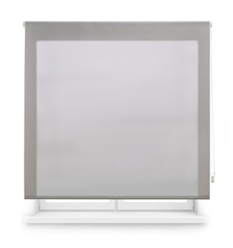 Blindecor Ara - Estor enrollable translúcido liso, Gris Plata, 160 x 250 cm (ancho x alto)