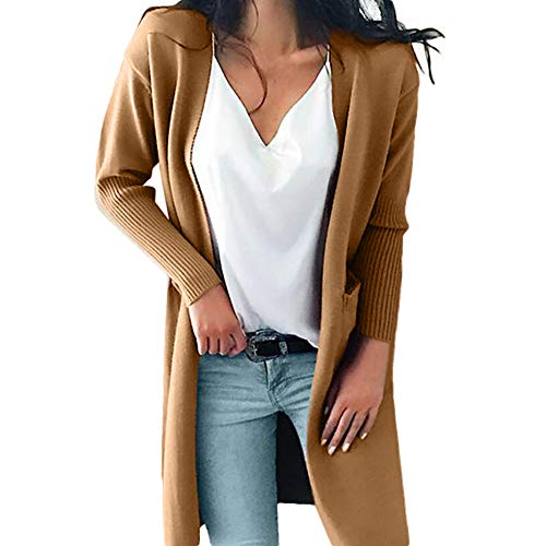 Chaquetas de Mujer Primavera,PAOLIAN Ropa de Abrigo Largas Invierno Rebajas Fiesta Señora Chaquetón Chaquetas con Bolsillo Marrón Primavera Prendas de Punto Cárdigans Cierre Mujer