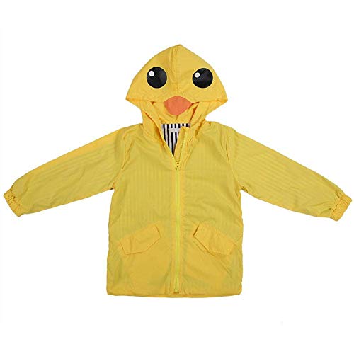 Chubasquero Chaqueta Impermeable para niños, Raincoat Chubasquero para Niños pato impermeable lindo de dibujos animados sudadera con capucha cremallera ligera ropa impermeable (90)