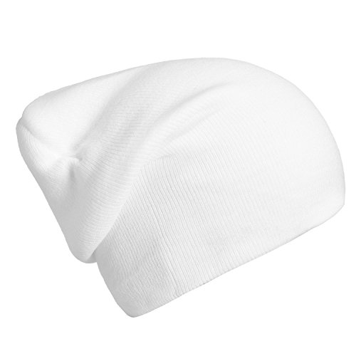 DonDon gorro de invierno gorro de abrigo slouch beanie diseño clásico moderno y suave blanco