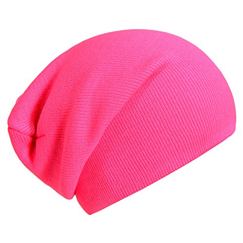 DonDon gorro de invierno gorro de abrigo slouch beanie diseño clásico moderno y suave Rosa neón I