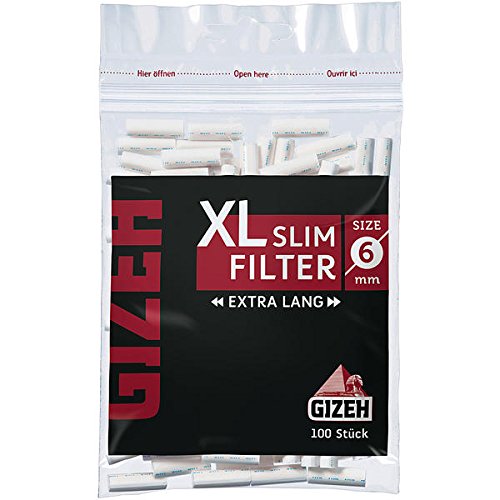 Gizeh 415925015 - Filtro para Cigarrillos (Extra-Largos, 6 mm, 100 Unidades), Color Blanco