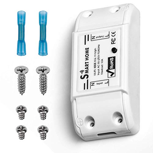 HENMI 10 A Interruptor WiFi DIY Módulo de Interruptor mando a distancia inalámbrico para control remoto de Smart Home Compatible con Alexa Google Home para iOS Android AC 90 – 250 V)