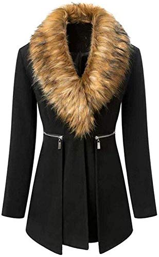 IG Jewellery Store Parka de Invierno para Mujer de Color Negro, Chaqueta Larga Resistente al Viento, Abrigo de Alpaca para Mujer, Cuello con Costuras XL 5XL - Negro - 4X-Large