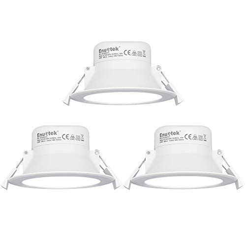 Luces Focos LED Empotrables Lamparas de Techo Downlights LED 10W Blanco Frío 5000K Ø90-105mm Agujero del Techo IP44 AC100~240V Pack de 3 de Enuotek