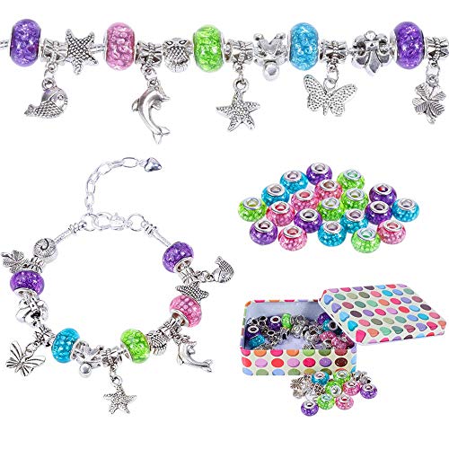 Nabance Charm Bracelet DIY Kits de Fabricación de Joyas para Niños Charm Brazalete DIY para Niñas Regalos Artesanales para Niños Niñas