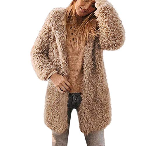 Ropa de Abrigo Lana Mujer Invierno,PAOLIAN Chaquetas de Cárdigans Largas Faux Fur Marrón otoño Señora Rebajas Chaquetón Acolchado Caliente Tallas Grandes Primavera Moda Fiesta