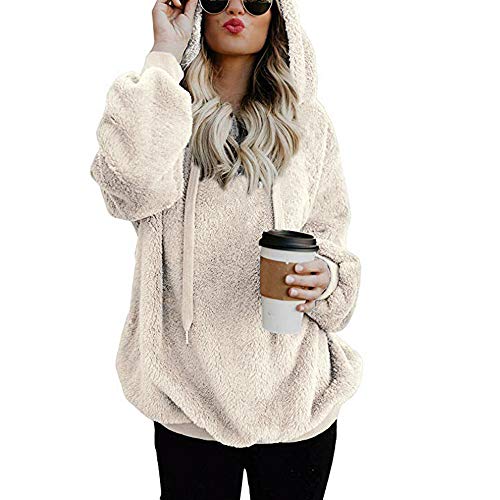 SHOBDW Liquidación Venta Mujer Sudadera con Capucha Suelta Tallas Grandes Jersey de Mujer Jersey otoño Invierno Manga Larga Remata Abrigo cálido (L, Blanco)