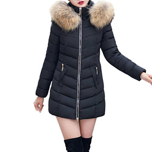 SHOBDW Moda Invierno Mujer Chaqueta Largo Grueso Caliente Abrigo Abrigo Delgado (Negro, EU M=Tamaño L)