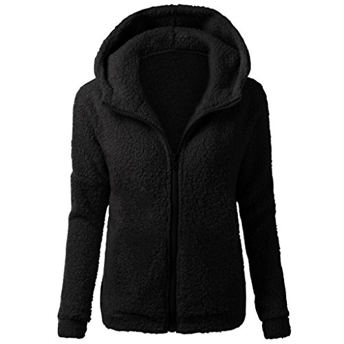 SHOBDW Mujeres de Invierno de Lana cálida Cremallera Abrigo con Capucha suéter Abrigo de algodón Outwear (Negro A, S)