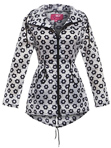 SS7 Chubasquero impermeable para mujer, color negro roto, tallas 8 a 22 Marfil Negro / blanco hueso. 50