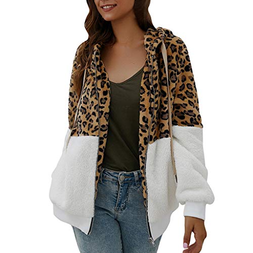 Sylar Sudadera De Lana Con Capucha Largas Invierno Para Mujer Abrigo De Piel Sintética De Leopardo Elegantes Abrigo De Mujer Fleece Chaqueta De Punto Mujer Suéter Outwea Abrigos De Pelo Con Cremallera