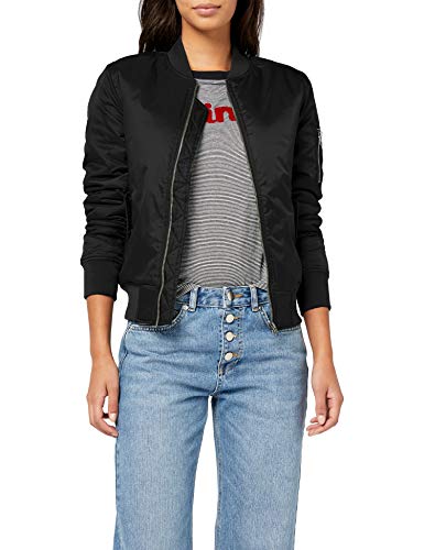 Urban Classics Ladies Basic Bomber Jacket Chaqueta, Negro - Negro (Negro 7), 36 (tamaño del Fabricante: S) para Mujer