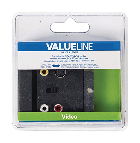 Valueline SCART/SCART + 3x RCA + S-Video female black SCART 21p SCART + SVHS + 3x RCA Negro - Adaptador para cable (SCART 21p, SCART + SVHS + 3x RCA, Macho/Hembra, Negro)