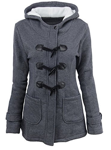 YOGLY Chaqueta de Mujer Abrigo con Capucha de Invierno para Mujer, con Botones de Cuerno Abrigo de Manga Larga Talla Grande Outwear