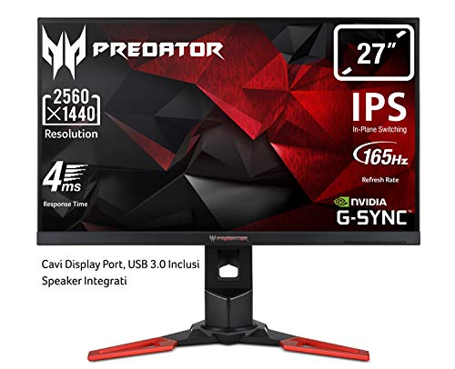 Acer XB Predator XB271HU IPS 27-Pulgada WQHD Monitor (2560 x 1440 Pixeles, LED, 2K HD, IPS, 1000:1, 16:9), Color Negro y Rojo