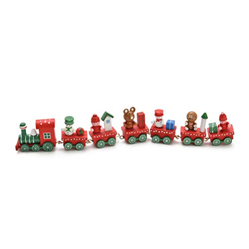 Amosfun Accesorios en Miniatura de Navidad Tren Tren de Madera artesanía Adorno Delicado Juguete Decorativo Adorno de Tren para Sala de Estar Dormitorio baño