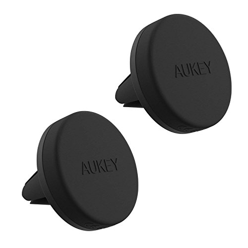 AUKEY Soporte Móvil Coche Magnético Universal (2 Pack) para Rejillas del Aire Soporte Smartphone Coche para iPhone 7 / 6s / 6 / 5s / 5, Samsung Note 8 / S8 / Note 4, LG G3 y Dispositivo GPS (Negro)