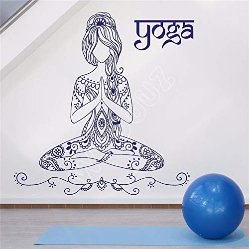 BailongXiao Etiqueta de la Pared Vinilo Belleza Chica Tatuaje Estilo Yoga Pose agencia Etiqueta de la Pared Pegatina Cocina Sala de Estar