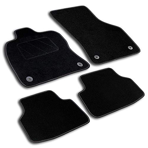 Bär-AfC OP04630 Classic - Juego de Alfombrillas de Fieltro para Coche, Color Negro, Borde Ribeteado, protección de Textil, 4 Piezas, Ajuste Modelo, Ver Detalles