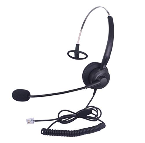 Callez Auriculares Teléfono Fijo RJ9 Mono, Micrófono con Cancelación de Ruido para Avaya Aastra Allworx Adtran Alcatel Lucent AltiGen Comdial Digium Gigaset InterTel Mitel Plantronics MiVoice(C200A2)