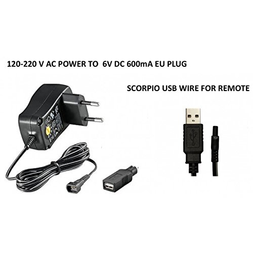 Cargador de Pared Scorpio 220V + Cable USB para Mando Scorpio