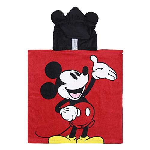 Cerdá 2200003873 Poncho Algodón Mickey, Rojo, 50x115cm