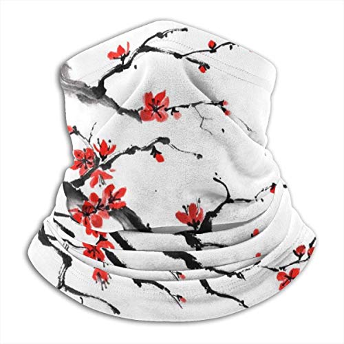 Cubierta de la cara de la bufanda del cuello Branch of Flowering Red Plum Ski Tube Scarf Balaclava Bandanas Unisex Windproof Reusable Neck Gaiter Face Scarf Graphics Warm Balaclava