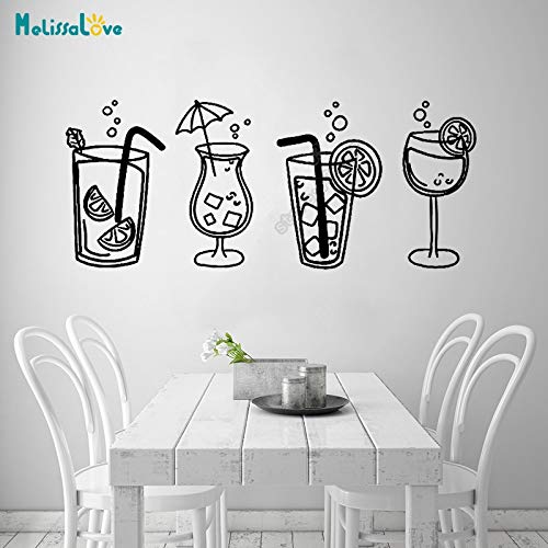 ganlanshu Cocina con Cuatro Copas de Vino, Bebidas espumosas, calcomanías de Verano, refrescos, escaparate, vinilos Adhesivos de Pared, 75cmX185cm