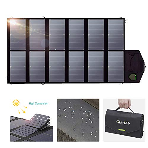 GIARIDE 12V 18V 80W Cargador Solar Sunpower Panel (18V DC, 5V USB Salida) para Ordenador Portátil, Cuaderno, Tableta, iPad, iPhone, Samsung, Coche/Barco / Batería De RV y Más