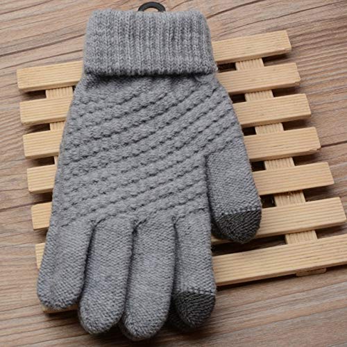 IMmps Guantes sensoriales de Pantalla táctil mágica Guantes Femeninos de Punto elástico para Mujer Guantes de Invierno Accesorios cálidos Guantes de felpa-T3342 Estilo 1 Gris