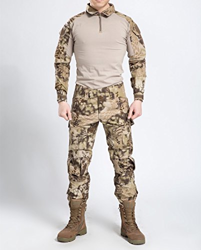 Juego de chaqueta y pantalones comando, diseño de camuflaje y estilo uniforme militar, color Desert Python Camouflage, tamaño Large