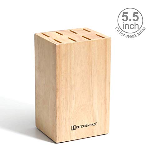 KITCHENDAO Bloque de Cuchillos para Cuchillos de 5,5 Pulgadas - 8 Ranuras para un Porta Cuchillos Seguro y Que Ahorra Espacio - Soporte de Madera ecológico para cajones