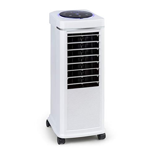 KLARSTEIN Windspiel Enfriador de Aire 3 en 1 – Enfriador de Aire, ventilación, humidificador de Aire, 100 W, 8 Niveles, 3 Modos: Normal, Natural y Reposo, oscilación Independiente automática, Blanco