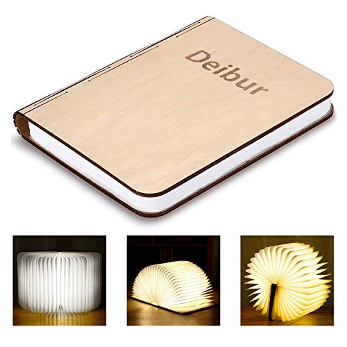 Libro Luz LED Lámpara Forma de Libro Plegable Recargable USB Book Lamp con Batería de Litio 800mAh Magnético Papel DuPont Lámpara Libro Decorativa Lámpara de Noche