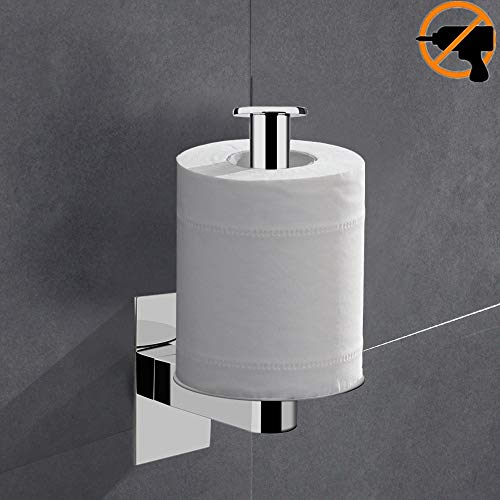 Lolypot Portarrollos de papel higiénico sin perforar, 304 Acero Inoxidable 3M Autoadhesivo Accesorios de baño Vertical Horizon Acabado en Cromo Toilet Roll Holder