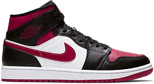 Nike Air Jordan 1 Mid, Zapatillas de básquetbol para Hombre, Black Noble Red White, 43 EU