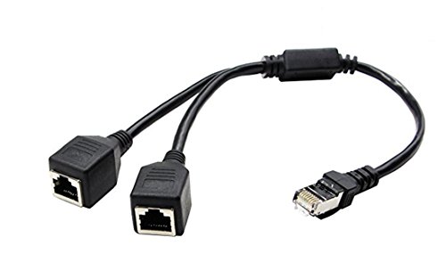 RJ45 y Cable Adaptador Divisor, cerrxian 1 ft rj45 Macho a Hembra Adaptador de Red 1 A 2 Puerto Hembra Cat 5/Cat 6 LAN Ethernet Conector Adaptador Divisor Cable