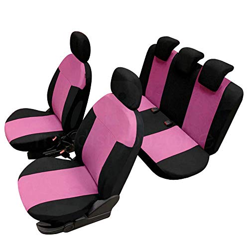 rmg-distribuzione Fundas de Asiento para Clase M (2011-2015) Negras y Rosas compatibles con Asientos con airbag, reposabrazos Lateral, Asientos Traseros separables R03S0506