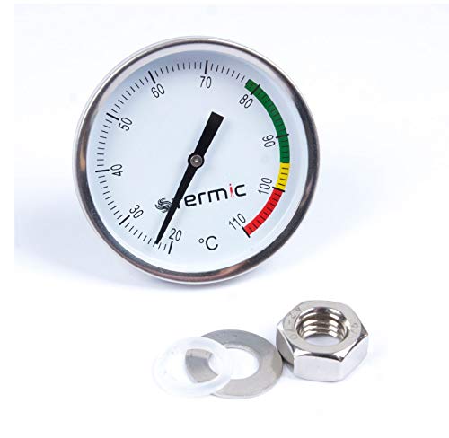 Stainless Steel Thermometer - Alcofermbrew Termómetro de Acero Inoxidable 20-110 °C para Barbacoa, alambique, Columna Fija, Calentador de Agua, ahumadero