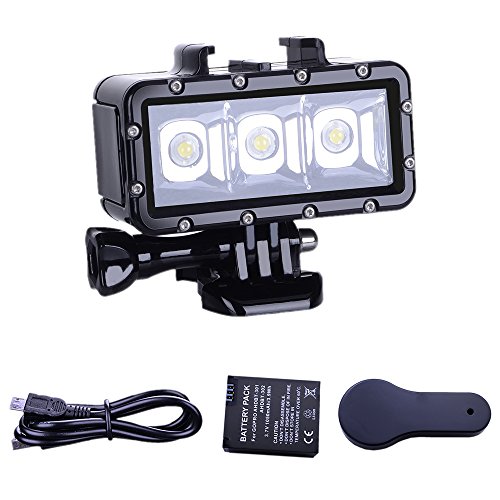 Suptig SJ4000/SJ5000/YI Action - Luz de Buceo de Alta Potencia, Regulable, Resistente al Agua, con luz LED de vídeo, para GoPro Hero 6/5/5S/4/4S/3+/2/SJCAM SJ4000/SJ5000/YI Action