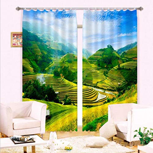 Water Cloud 3D Cortinas Impresa 2 Paneles para Sala De Estar Dormitorio Decoración Ojal/Anillo Paneles De La Ventana Superior - Vista Adosada W203cm H160cm