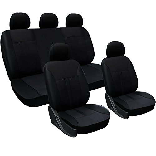 WOLTU AS7290 Fundas de Asiento universales para Fundas de Asiento de automóvil Fundas de Asiento Cubiertas, imitación de Cuero, Negro