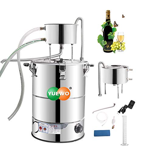 YUEWO Moonshine Still completo Kit, destilador de alcohol de calentamiento automático, elaboración de vino de acero inoxidable 304 para el hogar DIY (38L/10Gal)