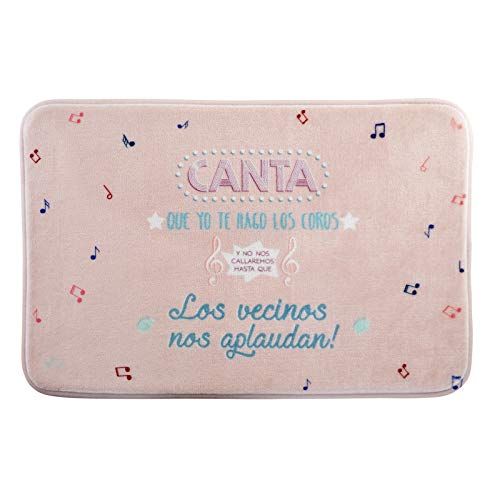 Alfombra Baño/Ducha, Estilo Original y Divertido. con Frase Alegre Canta 60x40cm.-Hogarymas-