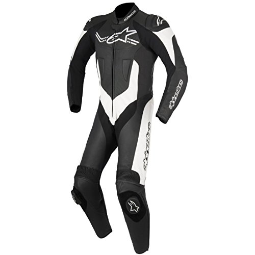 Alpinestars Challenger V2 - Mono de cuero para motorista (1 pieza, talla 54), color negro y blanco